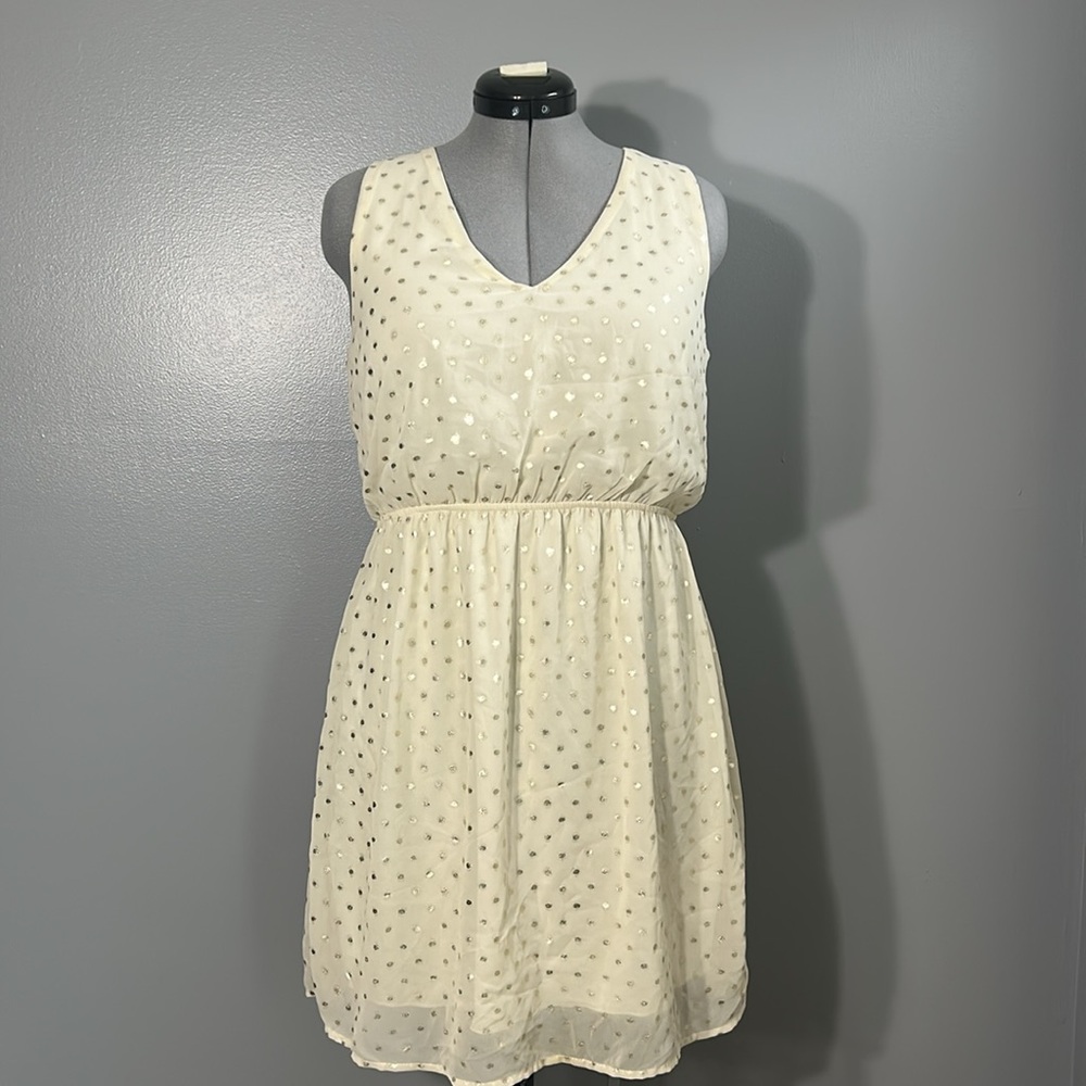 White cream metallic polka dot boutique dress